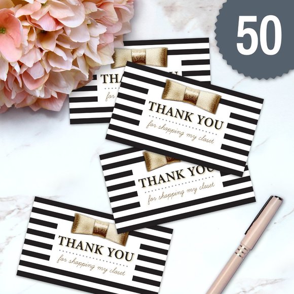 Poshmark Gold Bow TY Card & Sticker Combo (50) - Picture 2 of 4